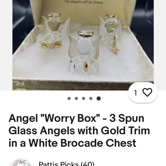 Hand blown 3-glass angels of worry 1.3” dipped in 24k - Picture 8 of 8